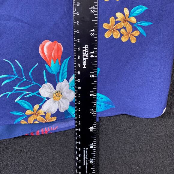 Express Womens Blouse Blue Floral V Neck Tank Racerback Flowy Stretch XS - Picture 7 of 10